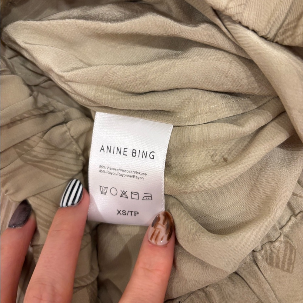 ANINE BING Owen Pant In Celadon Monogram Print - Picture 7 of 9